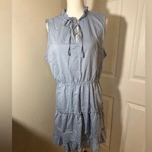 Light Blue Sleeveless Ruffle Dress